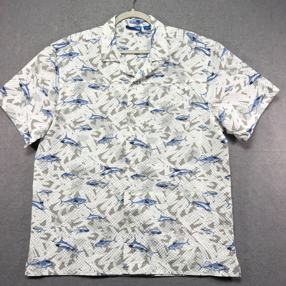 Reel Legends Mens Marlin Fish Print Performance Short Sleeve Button Down Shirt M